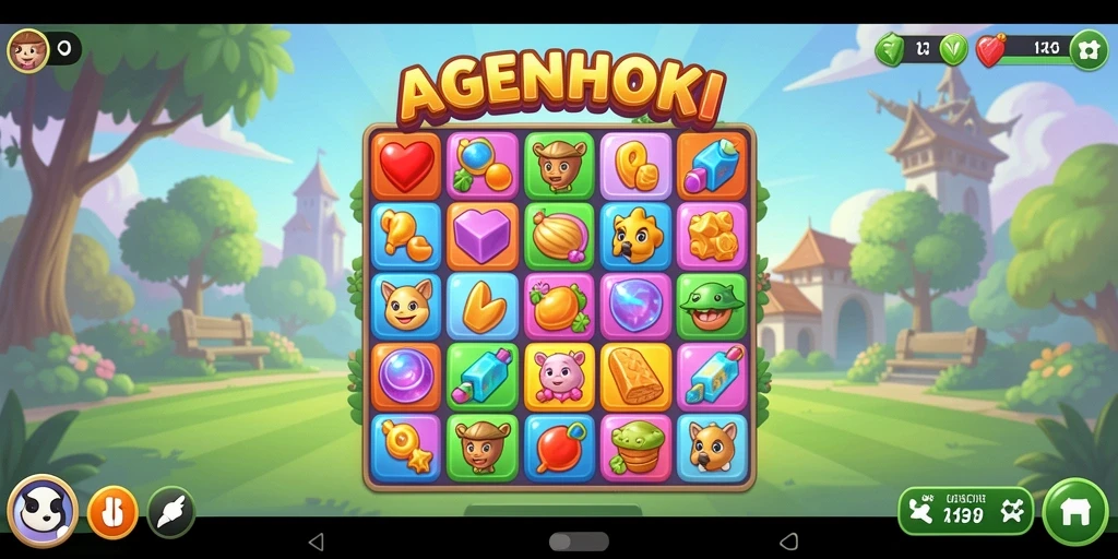 Screenshot utama AGENHOKI menunjukkan gameplay seru dalam mencocokkan objek.