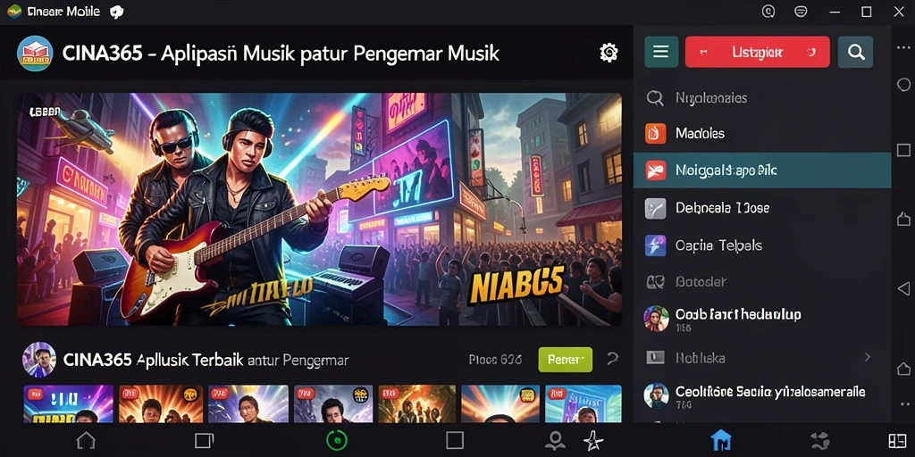 Screenshot CINA365 menampilkan tampilan antarmuka pemutar musik yang menarik.