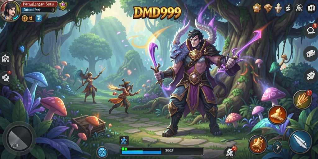 Gameplay DMD999 menampilkan pertarungan seru di dunia fantasi.