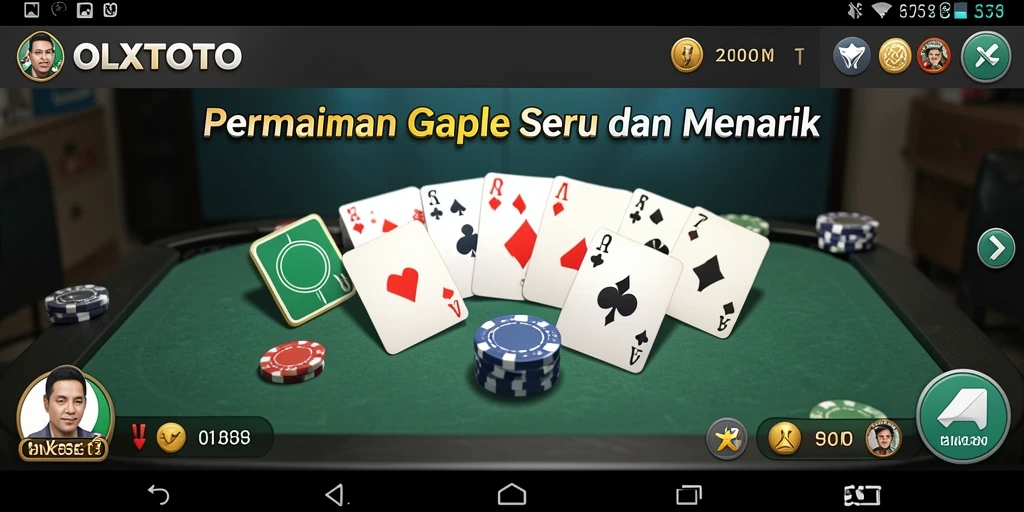 Screenshot utama OLXTOTO yang menampilkan gameplay Gaple yang seru.