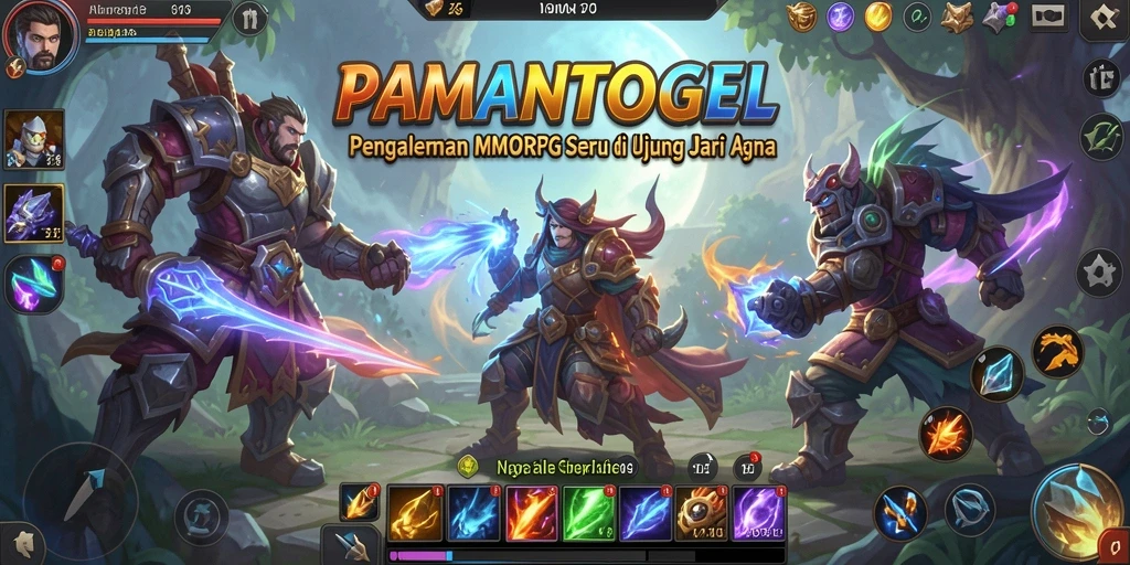 Screenshot utama PAMANTOGEL menampilkan aksi pertempuran epik di dunia MMORPG.