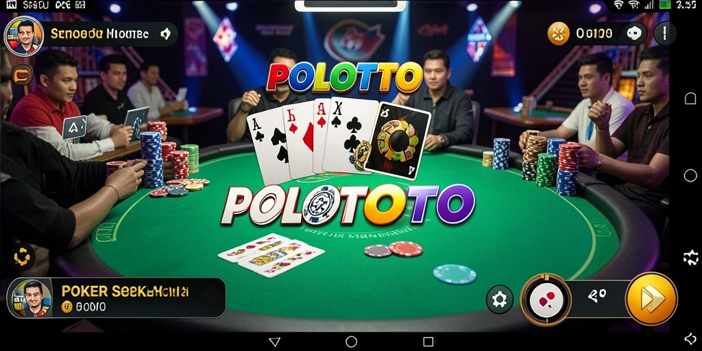 Screenshot gameplay POLOTOTO menampilkan aksi poker yang seru.